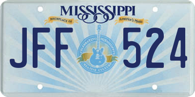 MS license plate JFF524