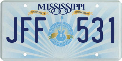 MS license plate JFF531