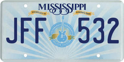 MS license plate JFF532
