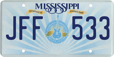 MS license plate JFF533
