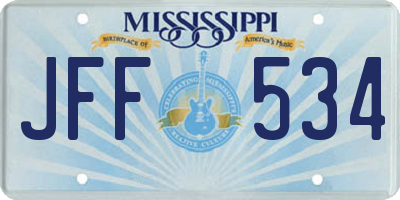 MS license plate JFF534