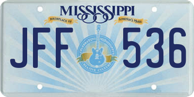 MS license plate JFF536
