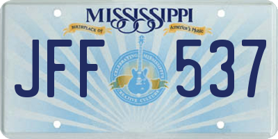 MS license plate JFF537