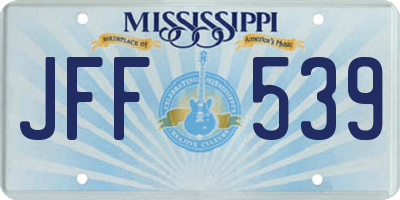 MS license plate JFF539