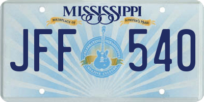 MS license plate JFF540