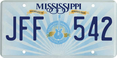MS license plate JFF542
