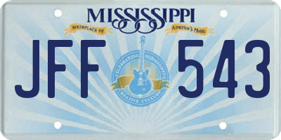 MS license plate JFF543
