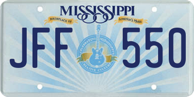 MS license plate JFF550