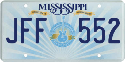 MS license plate JFF552