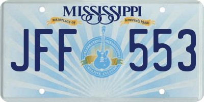 MS license plate JFF553