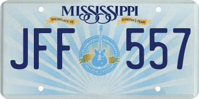 MS license plate JFF557