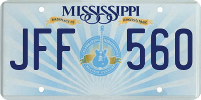 MS license plate JFF560