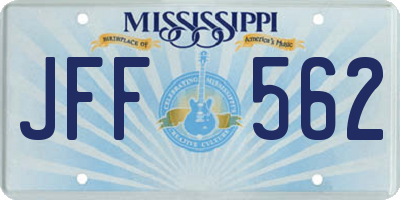 MS license plate JFF562