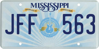 MS license plate JFF563
