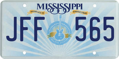 MS license plate JFF565