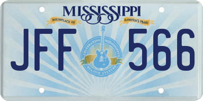 MS license plate JFF566