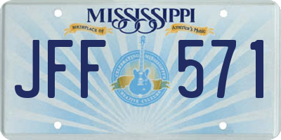 MS license plate JFF571