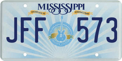 MS license plate JFF573