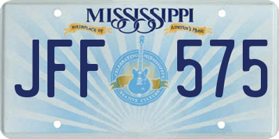 MS license plate JFF575