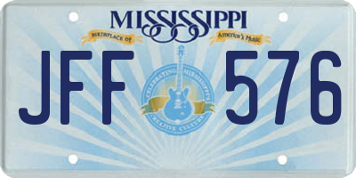 MS license plate JFF576