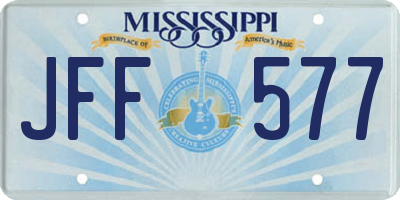 MS license plate JFF577