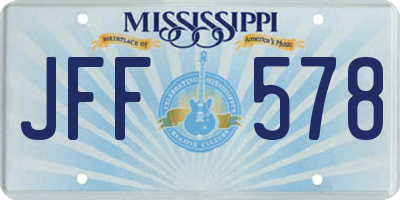 MS license plate JFF578
