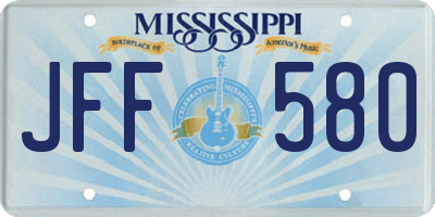 MS license plate JFF580
