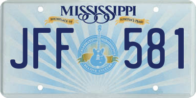 MS license plate JFF581
