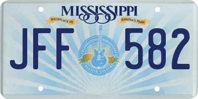 MS license plate JFF582