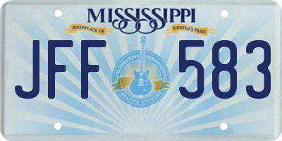 MS license plate JFF583