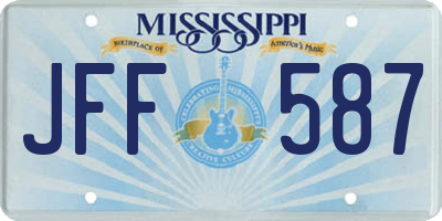 MS license plate JFF587
