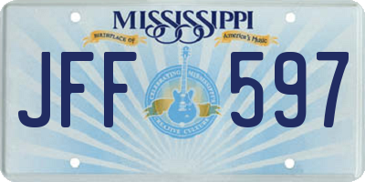 MS license plate JFF597