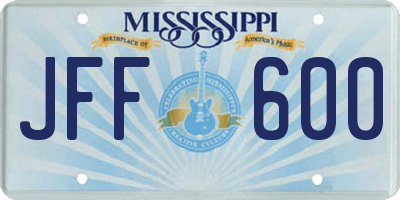 MS license plate JFF600