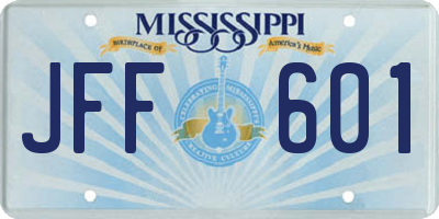 MS license plate JFF601