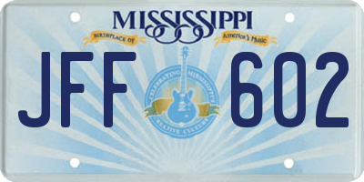MS license plate JFF602