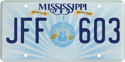 MS license plate JFF603