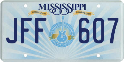 MS license plate JFF607