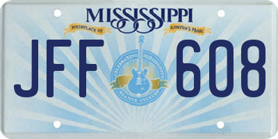 MS license plate JFF608