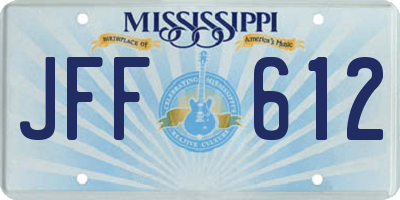 MS license plate JFF612