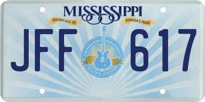 MS license plate JFF617