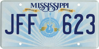 MS license plate JFF623