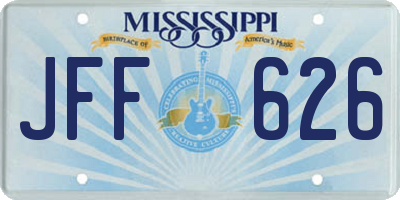MS license plate JFF626