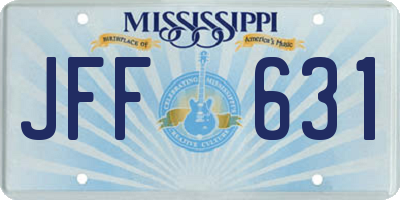 MS license plate JFF631