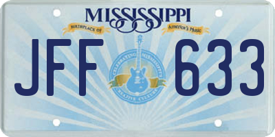 MS license plate JFF633