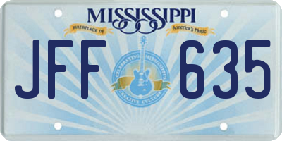 MS license plate JFF635