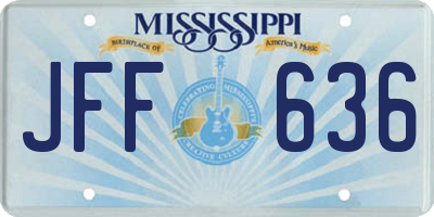 MS license plate JFF636