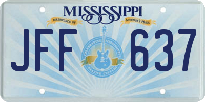 MS license plate JFF637
