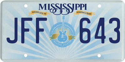 MS license plate JFF643