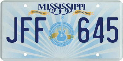 MS license plate JFF645