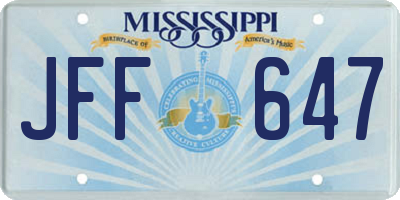MS license plate JFF647